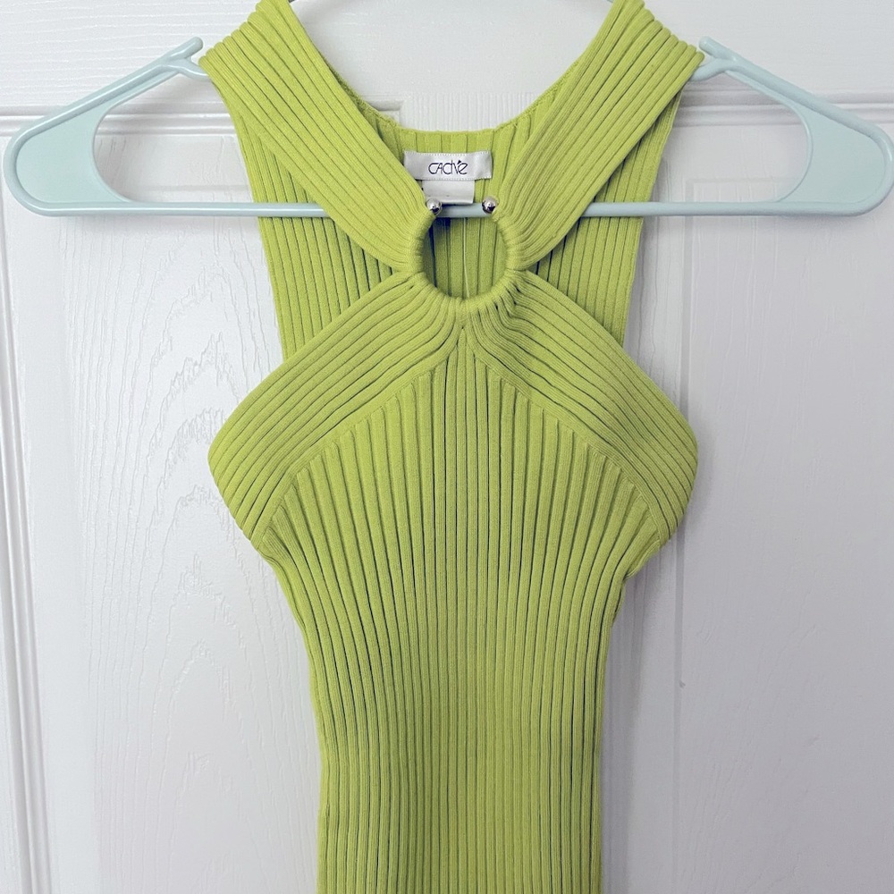 Cache knit top, lime green, sz small